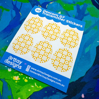Checkered Daisies Diabetes Stickers - 6 Pack - Arttay Designs
