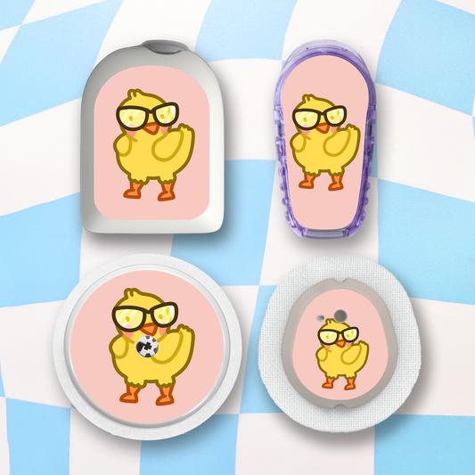 Duck with Glasses Diabetes Stickers - 6 Pack