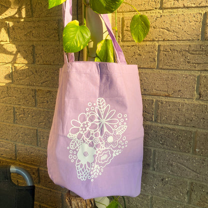 Purple Flower Tote Bag - Arttay Designs