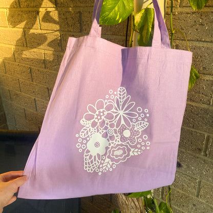 Purple Flower Tote Bag - Arttay Designs