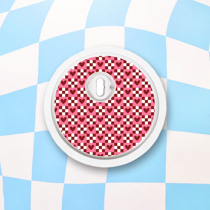 Checkered Hearts Diabetes Device Stickers