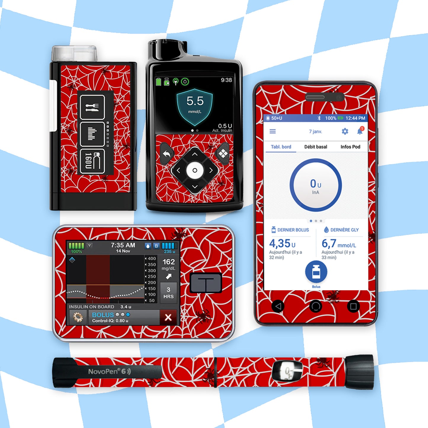 Spider Web Diabetes Device Stickers