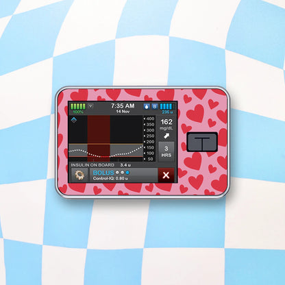 Pink Hearts Diabetes Device Stickers