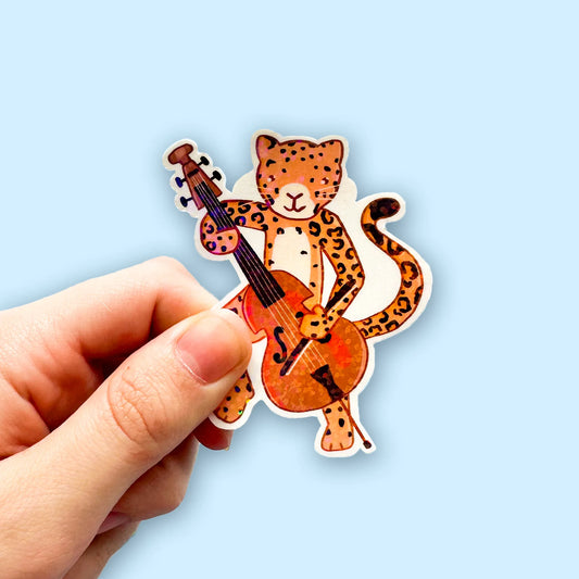 Jaguar Playing Jazz Holographic Sticker