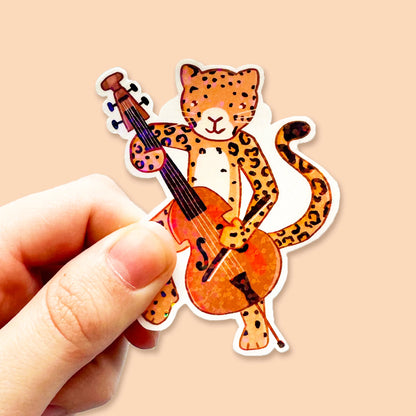 Jaguar Playing Jazz Holographic Sticker