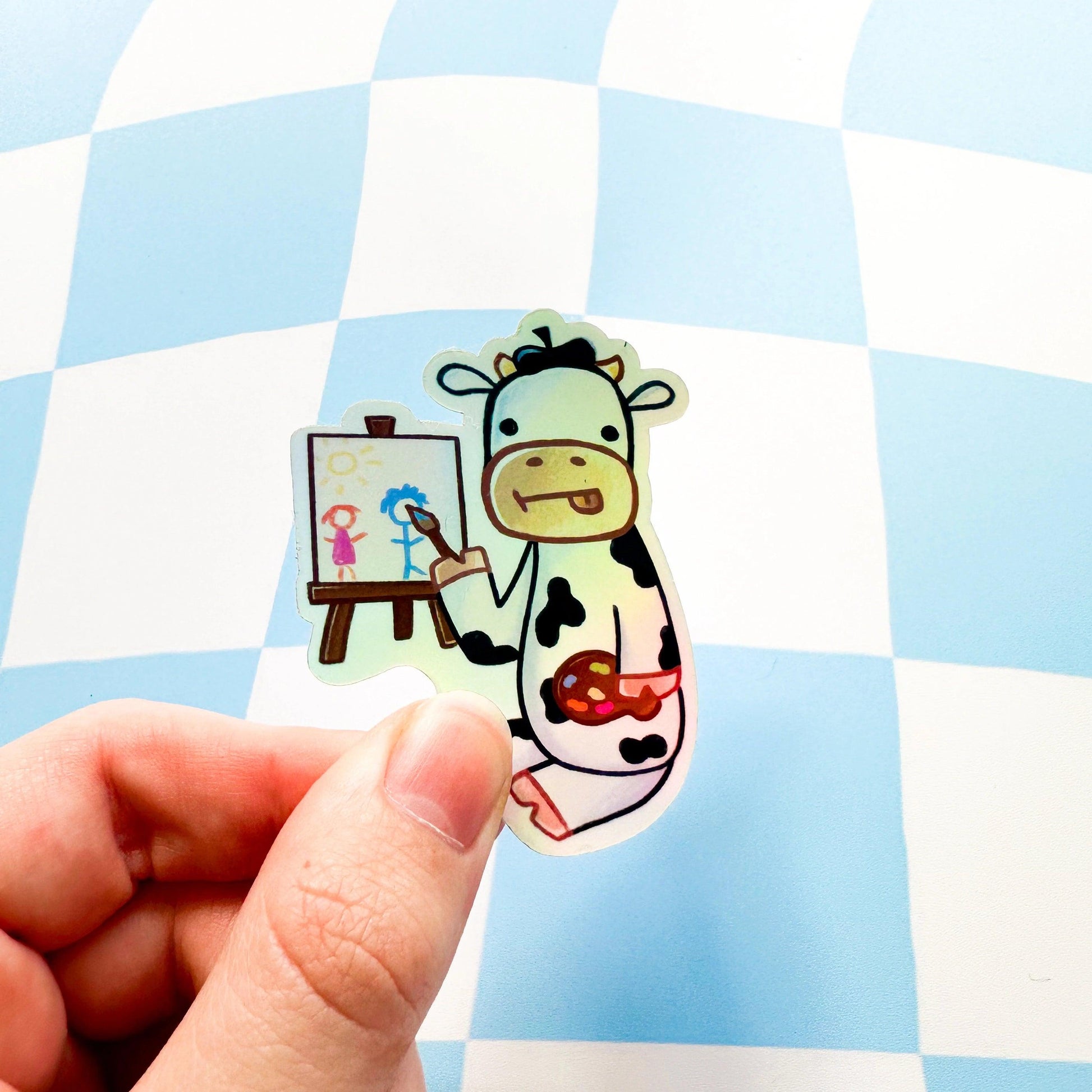 Artist Cow Holographic Sticker - Arttay Designs