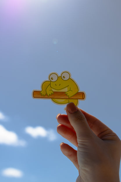 Frog on a Log Sticker