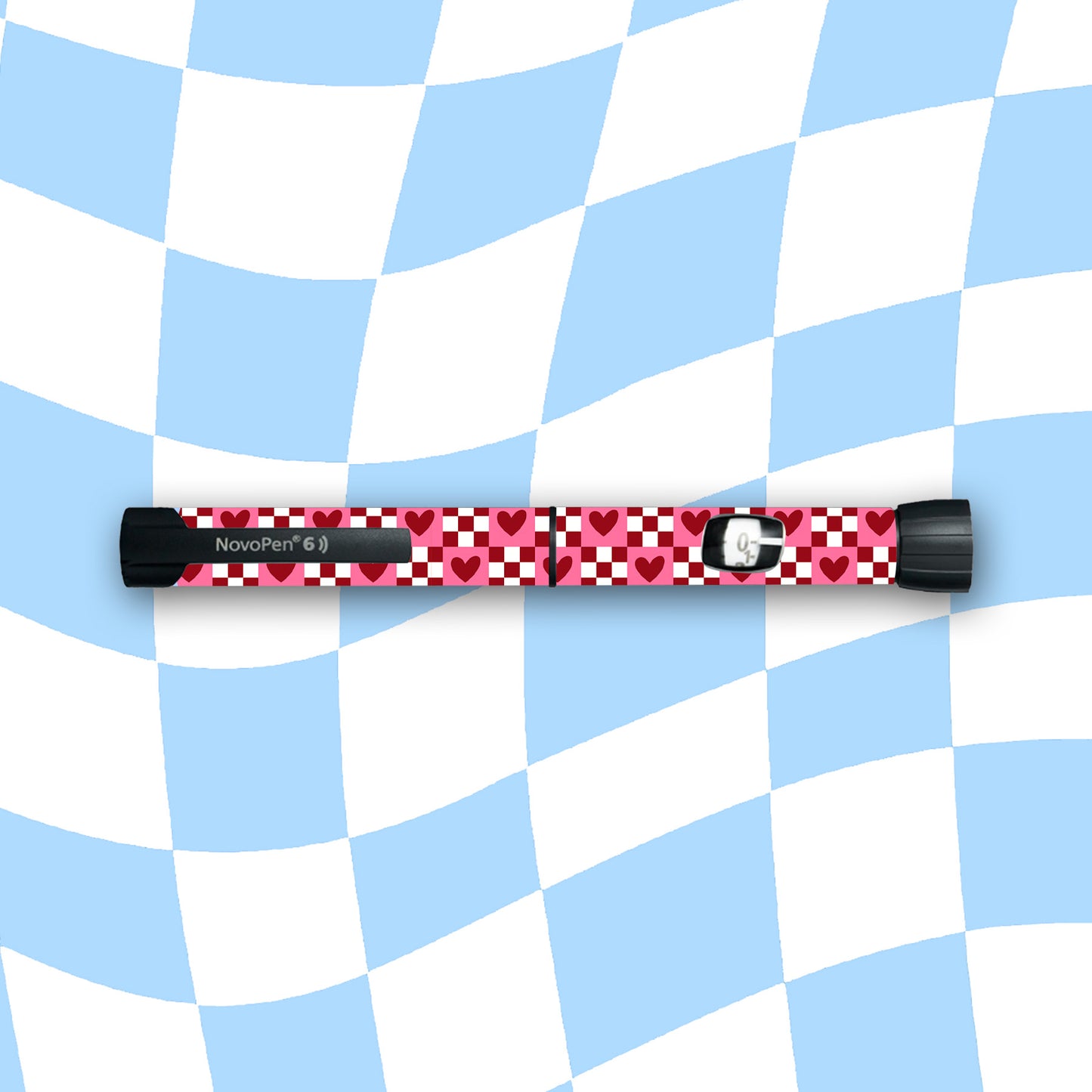 Checkered Hearts Diabetes Device Stickers