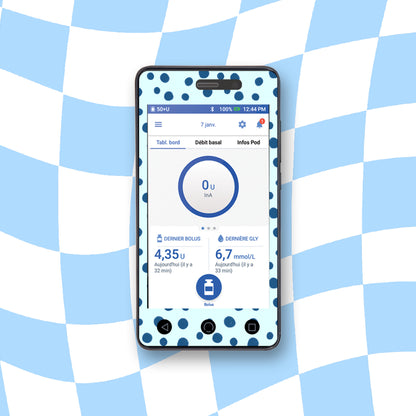 Blue Polka Dots Diabetes Device Stickers