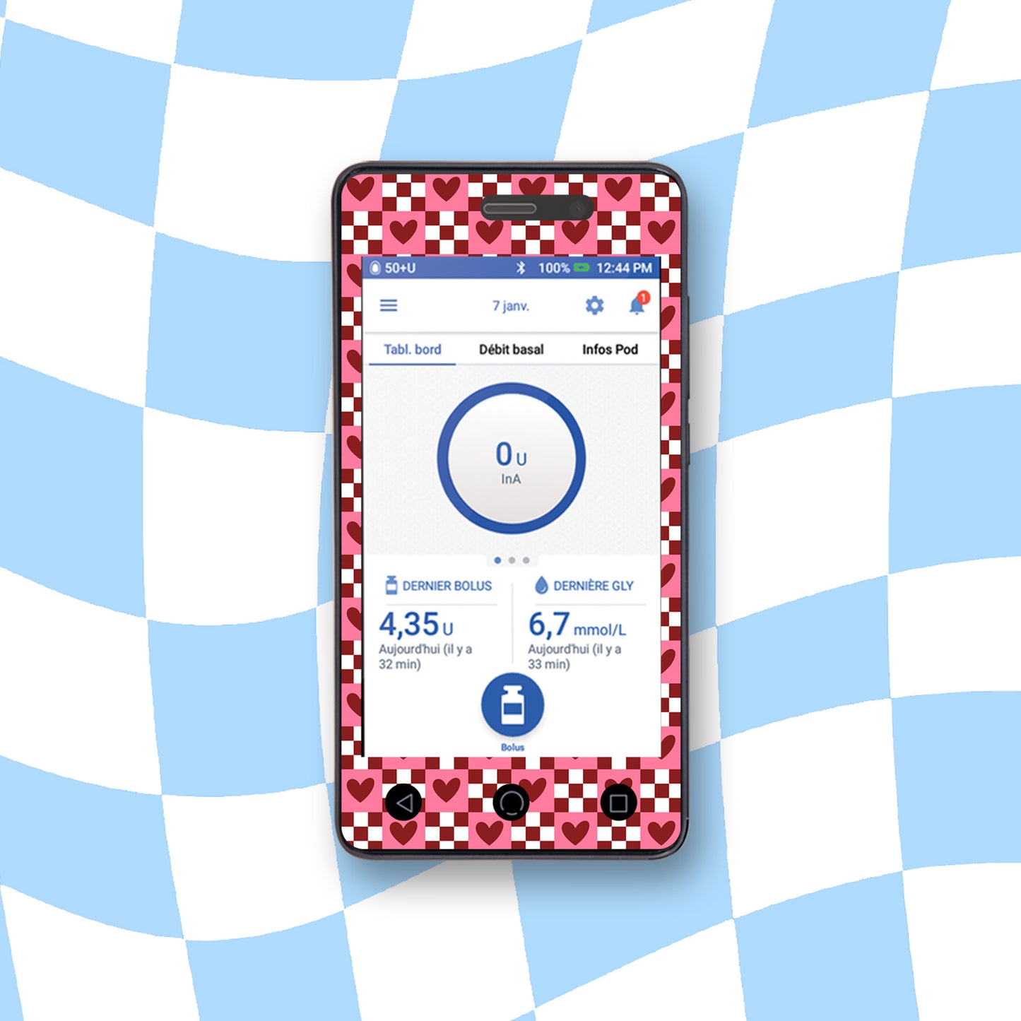 Checkered Hearts Diabetes Device Stickers