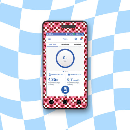 Checkered Hearts Diabetes Device Stickers