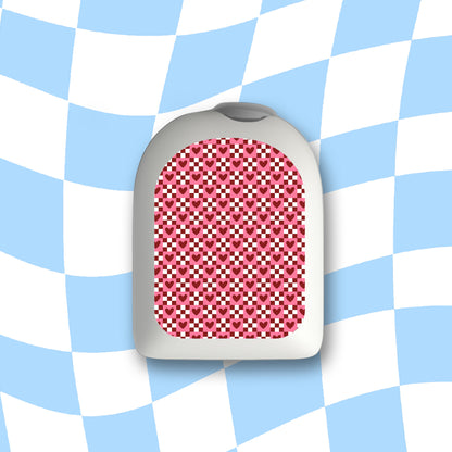 Checkered Hearts Diabetes Device Stickers