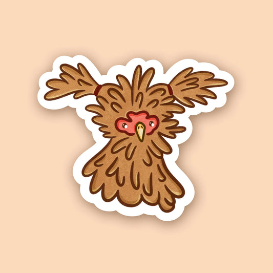 Fluffy Chicken with Pigtails Sticker