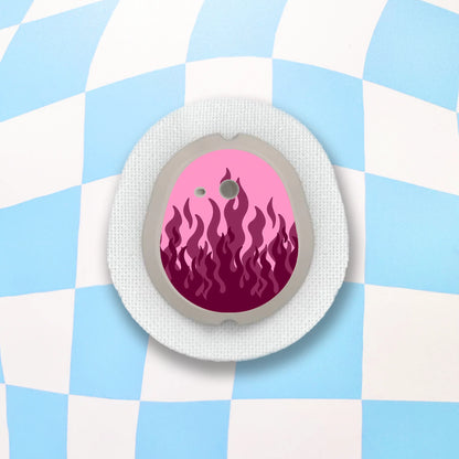Pink Flames Diabetes Device Stickers