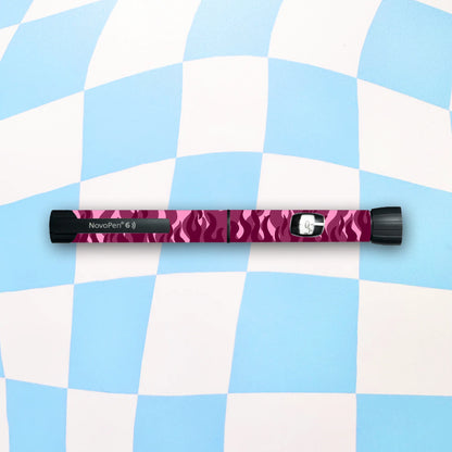 Pink Flames Diabetes Device Stickers