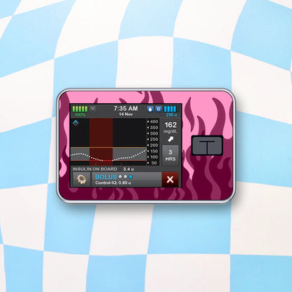 Pink Flames Diabetes Device Stickers