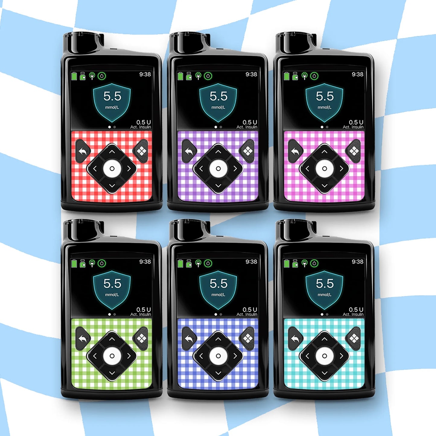 Plaid Diabetes Device Stickers