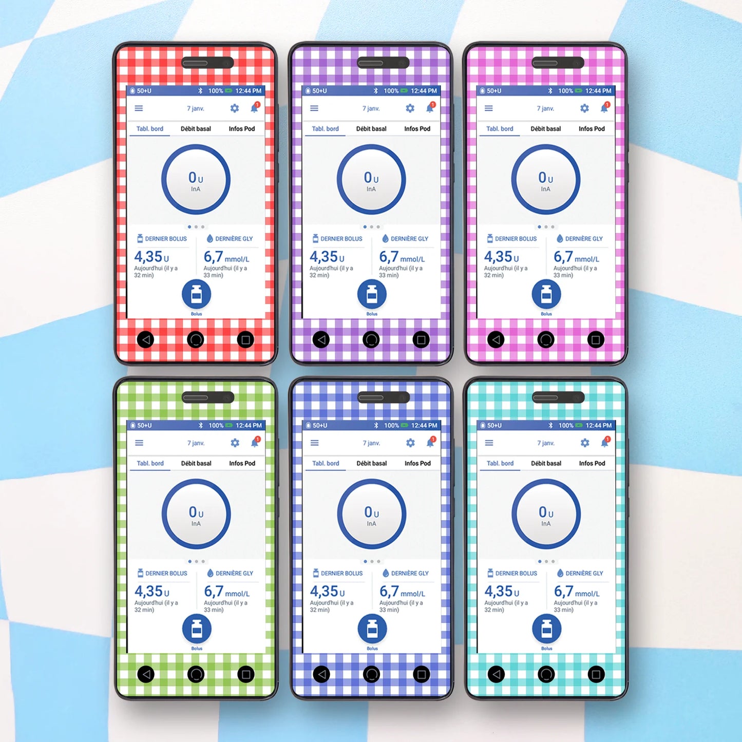 Plaid Diabetes Device Stickers