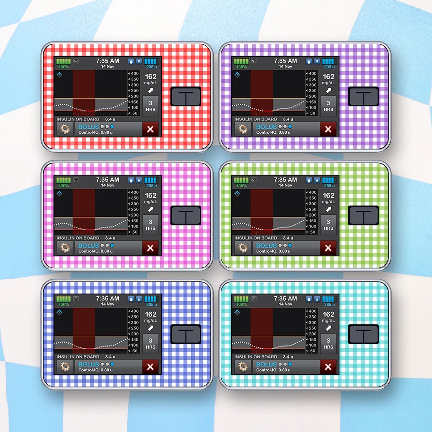 Plaid Diabetes Device Stickers