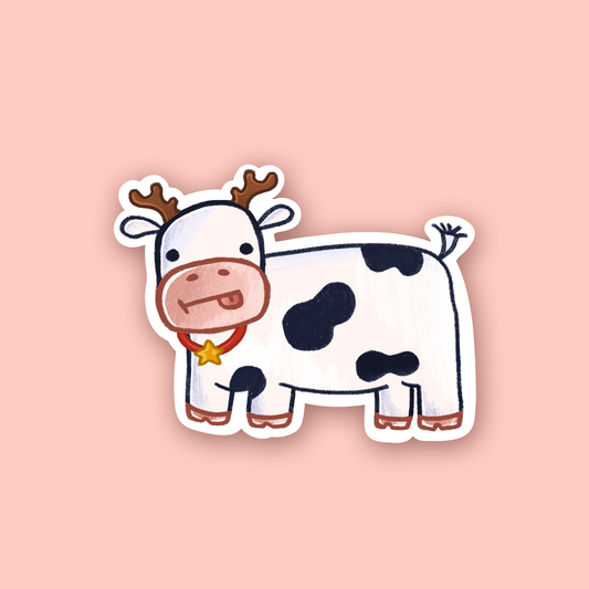Christmas Cow Sticker