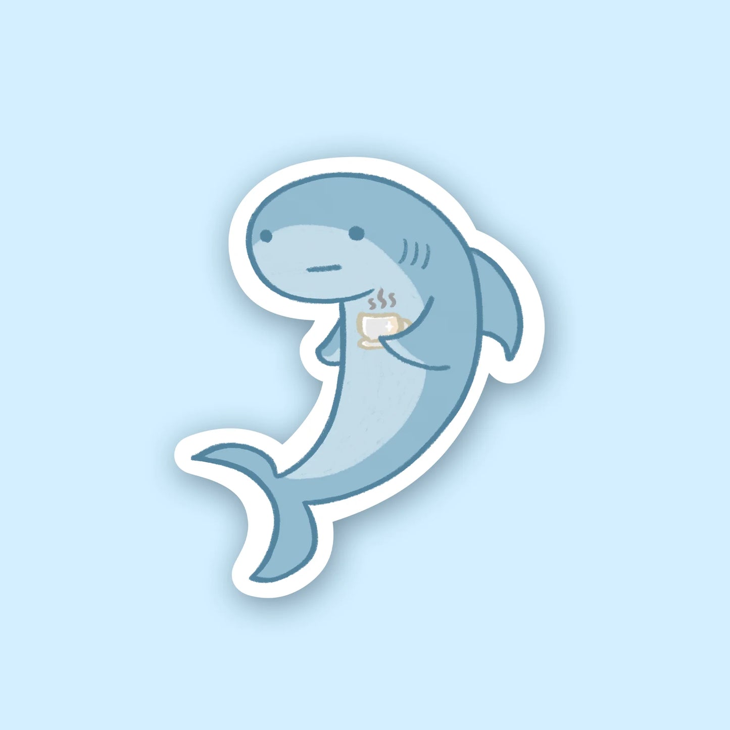 Shark Drinking Tea Sticker