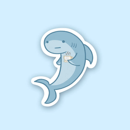Shark Drinking Tea Sticker