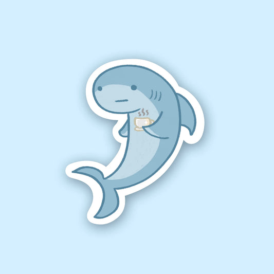 Shark Drinking Tea Sticker