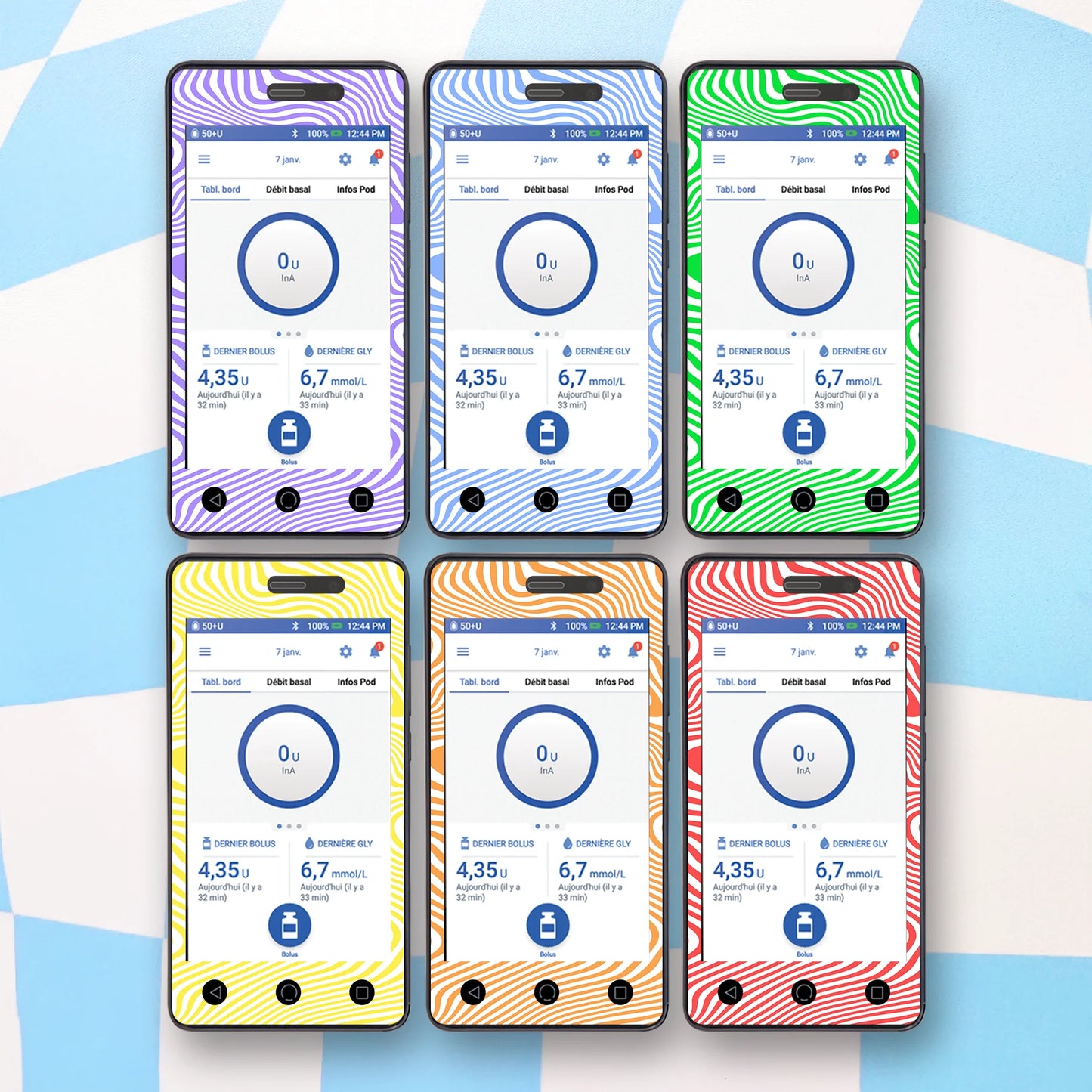 Swirly Colours Diabetes Device Stickers