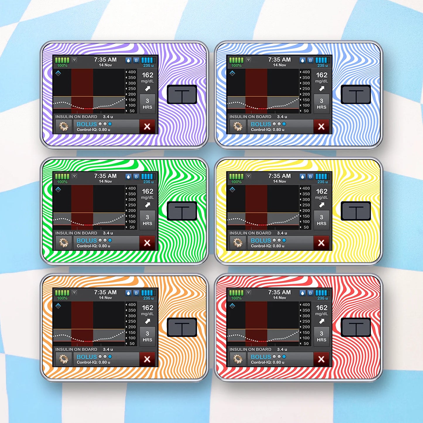 Swirly Colours Diabetes Device Stickers