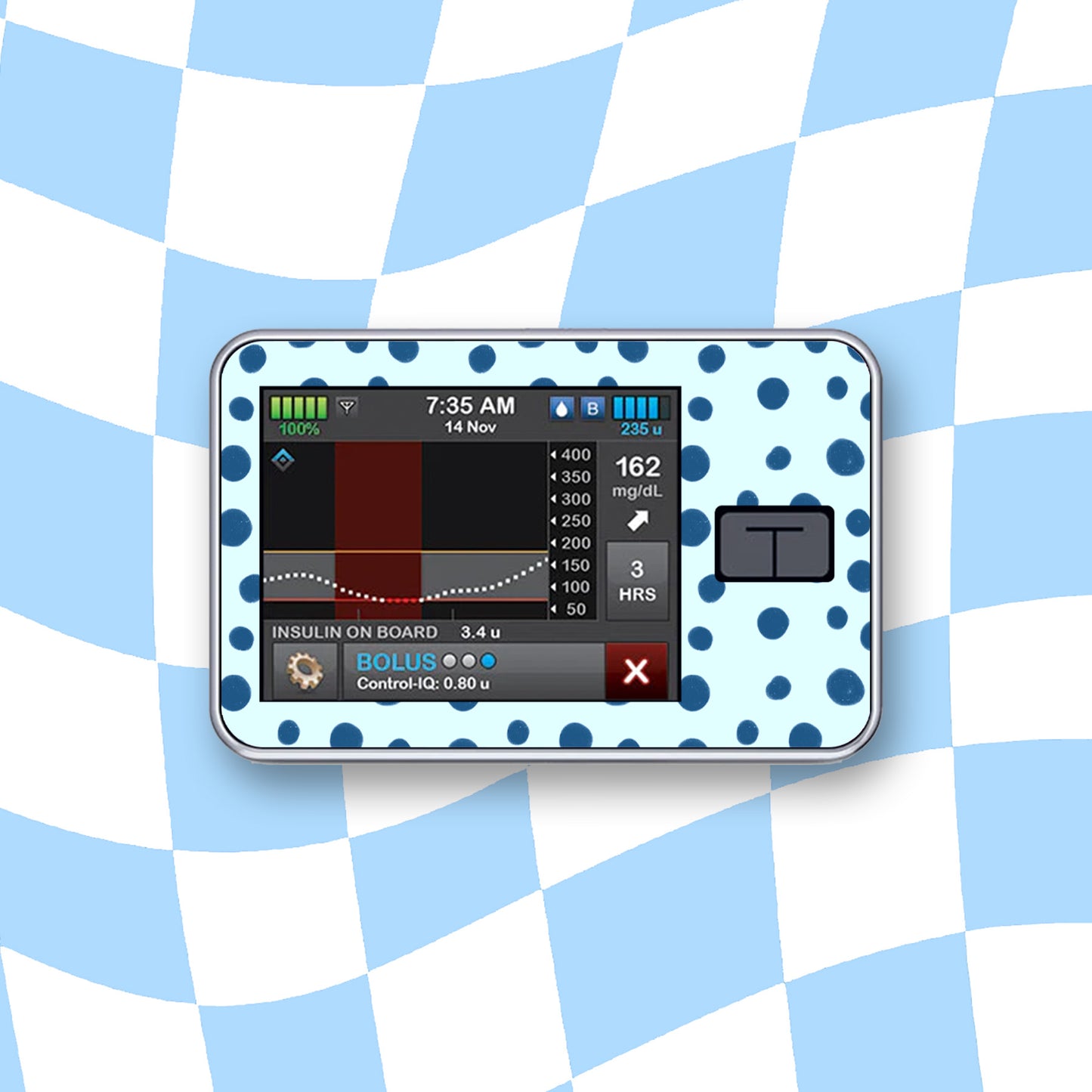 Blue Polka Dots Diabetes Device Stickers