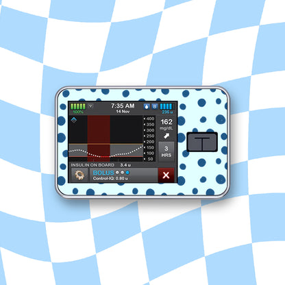 Blue Polka Dots Diabetes Device Stickers