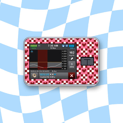 Checkered Hearts Diabetes Device Stickers