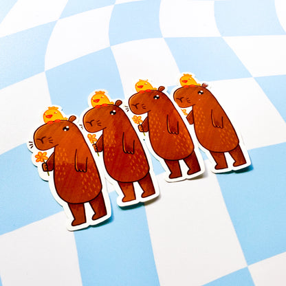 Tom The Capybara and Bird Sticker - Arttay Designs