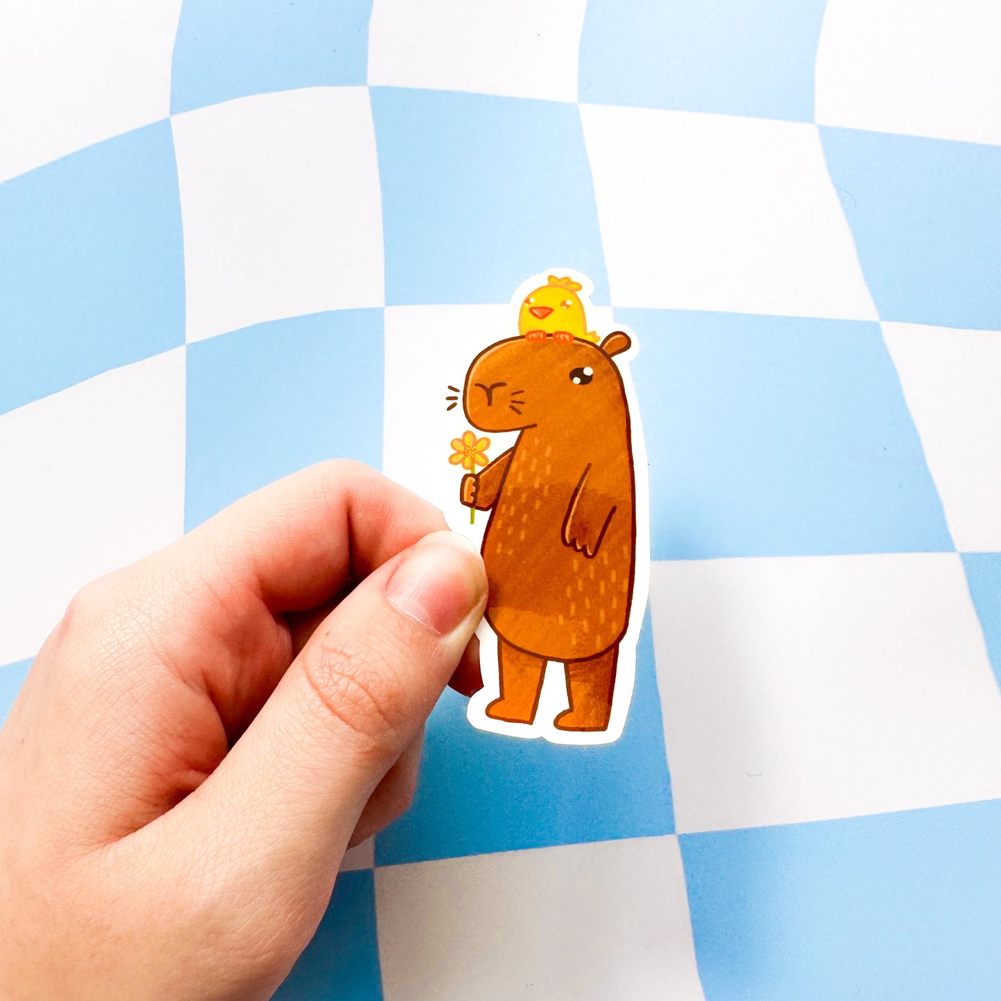 Tom The Capybara and Bird Sticker - Arttay Designs