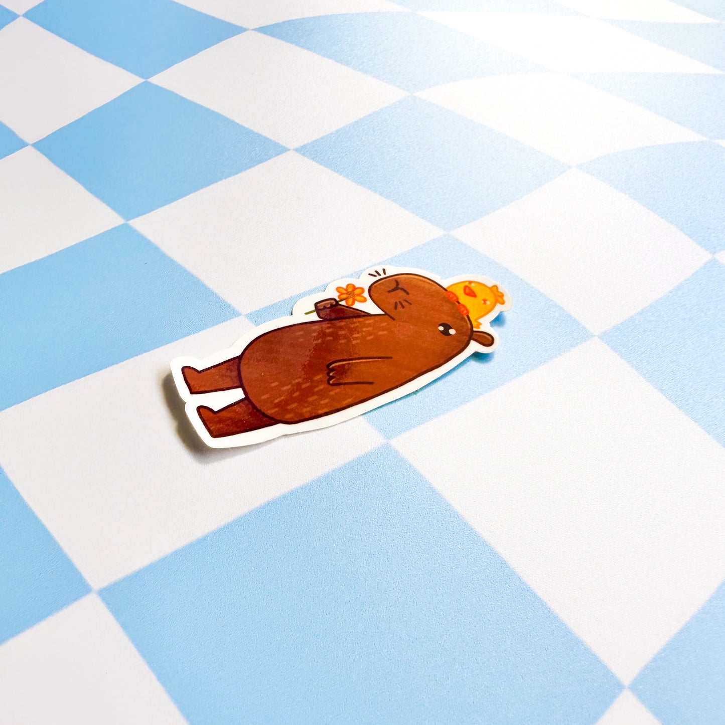 Tom The Capybara and Bird Sticker - Arttay Designs