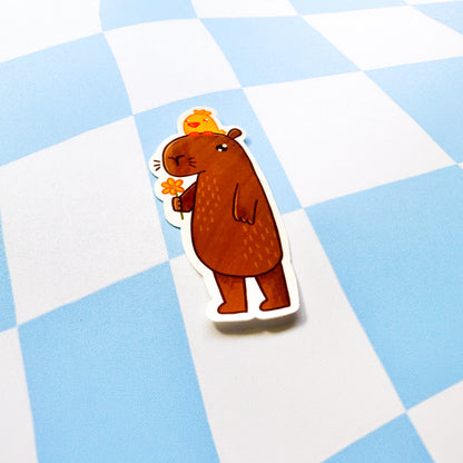 Tom The Capybara and Bird Sticker