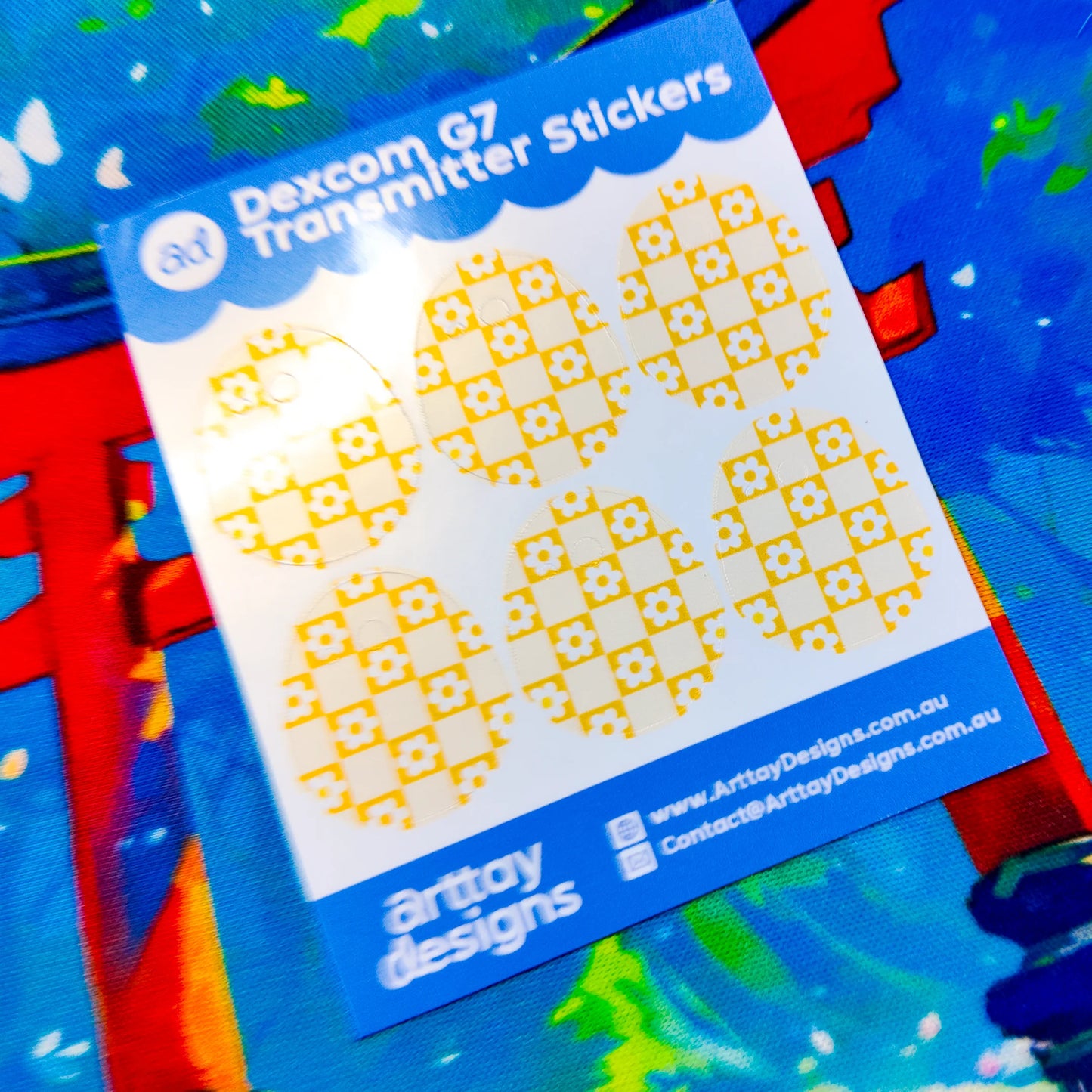 Checkered Daisies Diabetes Device Stickers