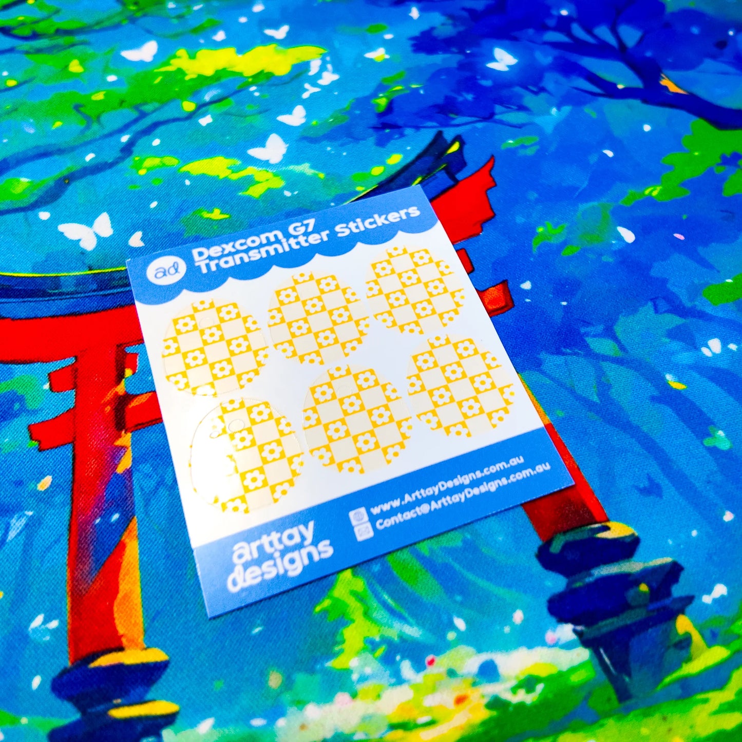 Checkered Daisies Diabetes Device Stickers