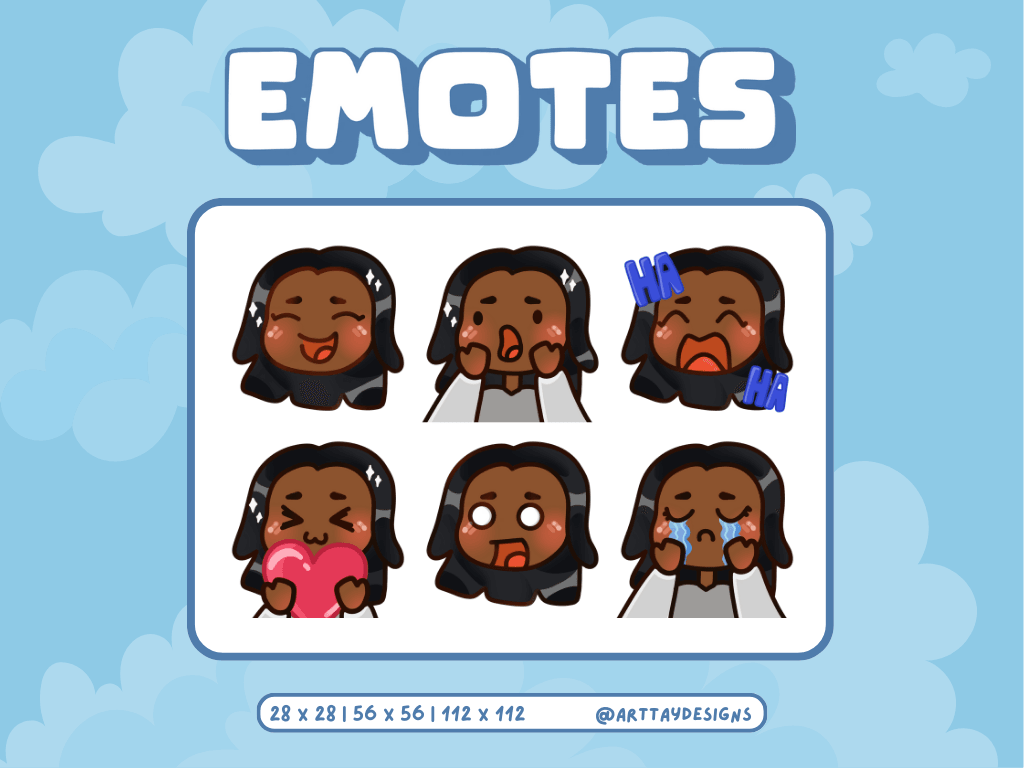 Chibi Girl Twitch Emotes - Style 3 - Arttay Designs