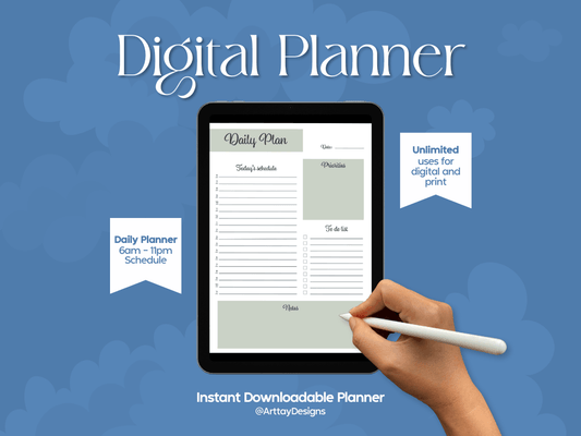 Daily Plan Digital Planner - Arttay Designs