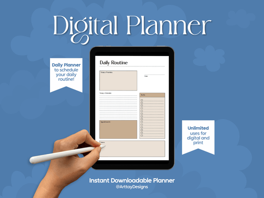 Daily Routine Digital Planner - Brown - Arttay Designs