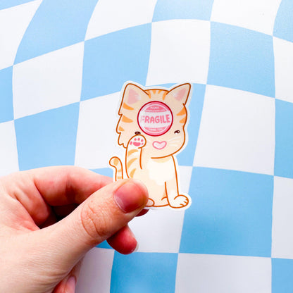 Fragile Cat Sticker - Arttay Designs