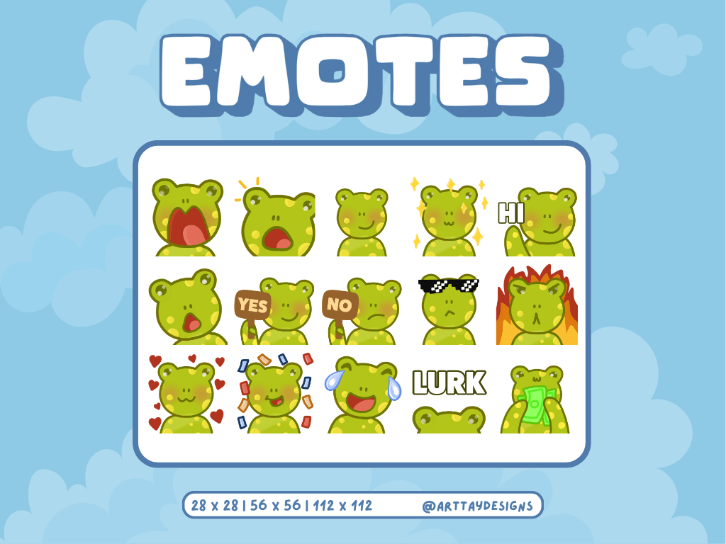 Frog Twitch Emotes - Arttay Designs