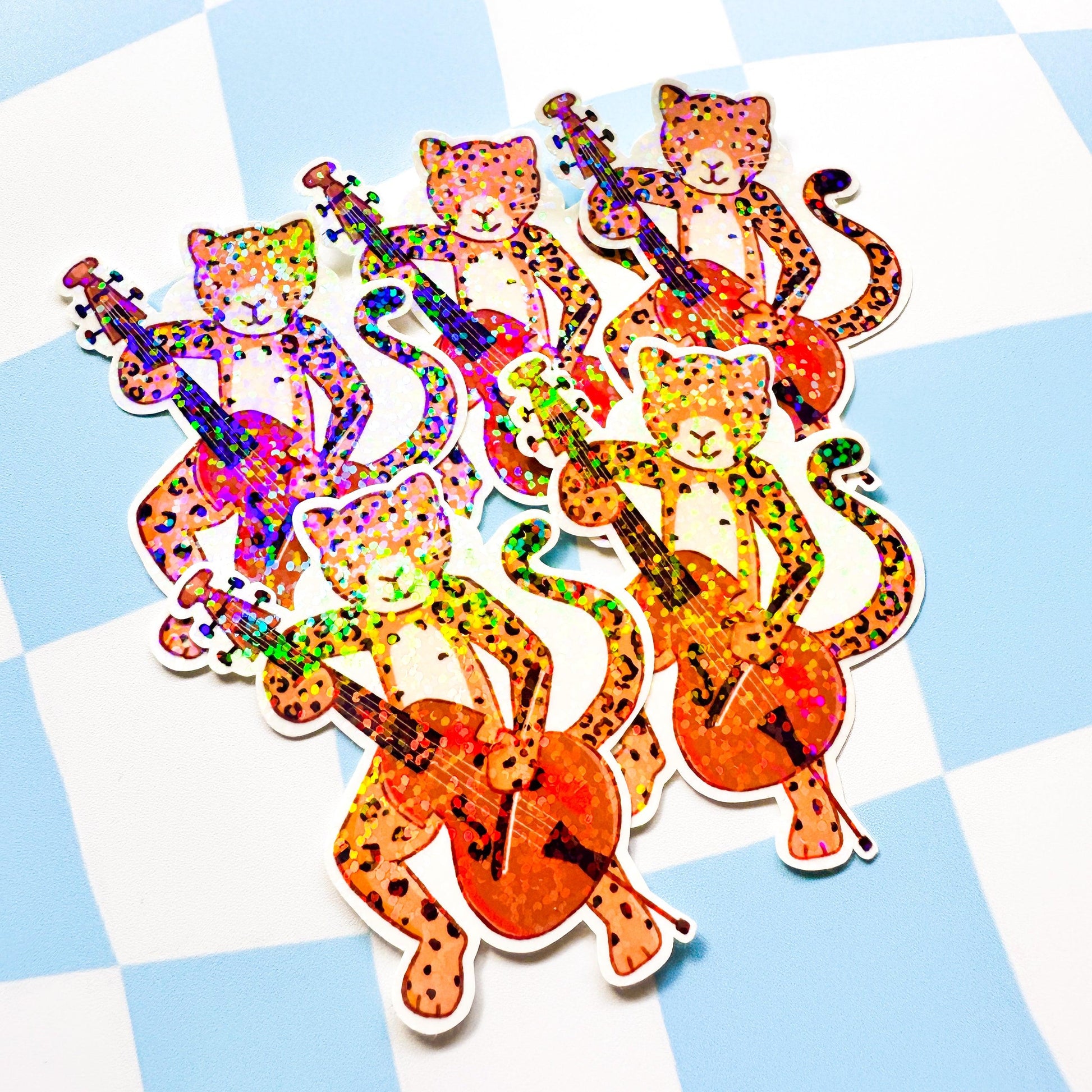 Holographic Jaguar Playing Jazz Sticker - Arttay Designs