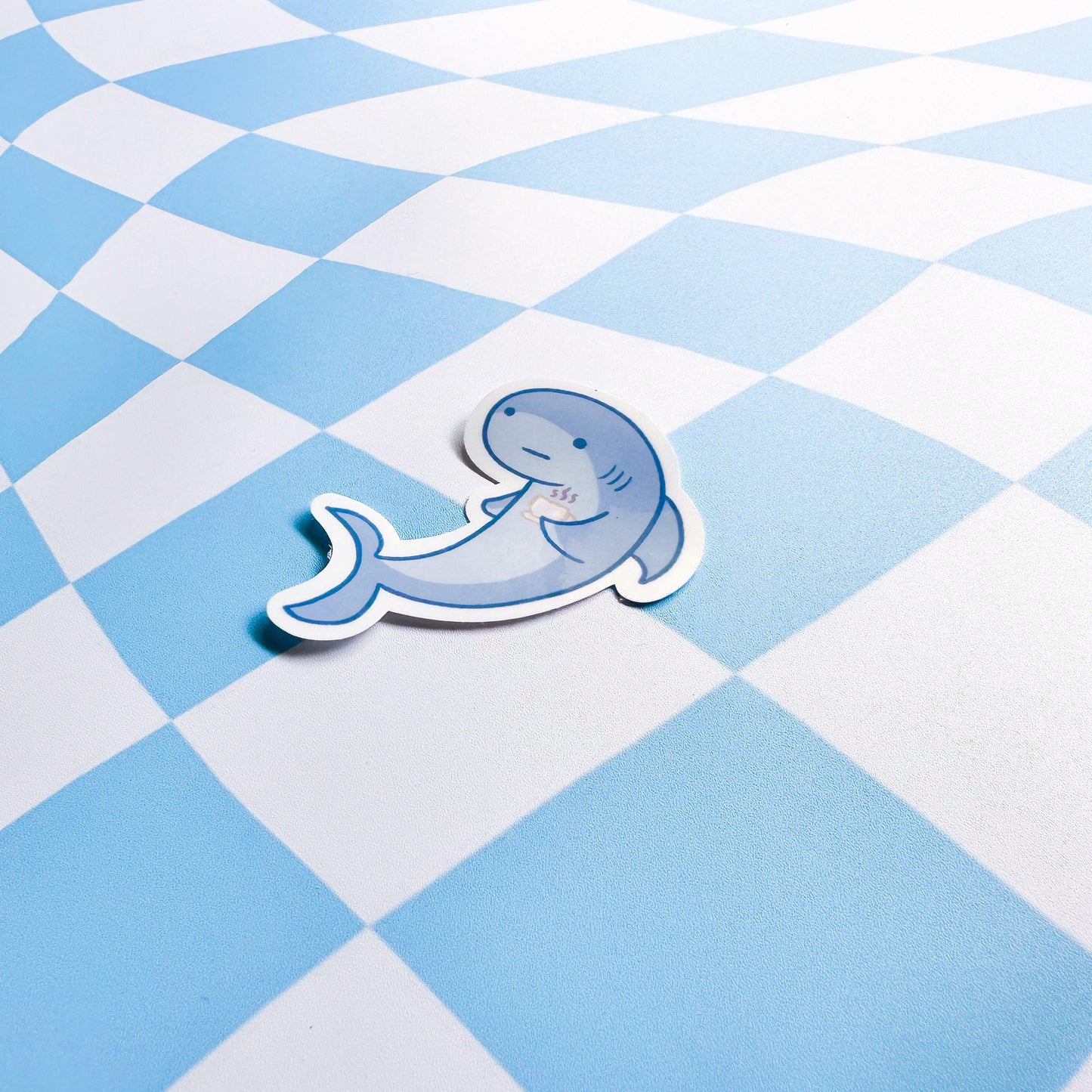 Shark Drinking Tea Sticker - Arttay Designs